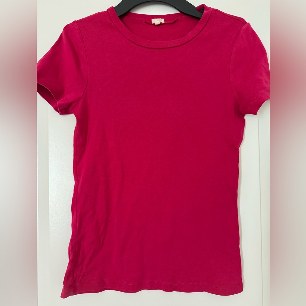 J. Crew Bright Fuchsia Crewneck Slim Fit Tee